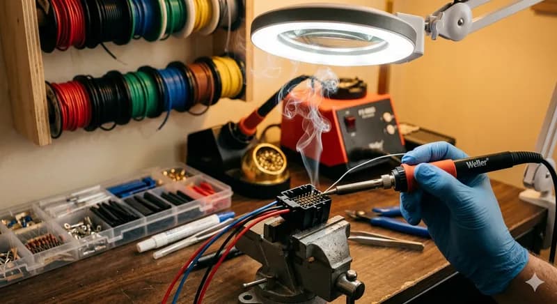 Reparação de cablagem em curso