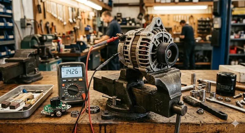 Teste de alternador na bancada